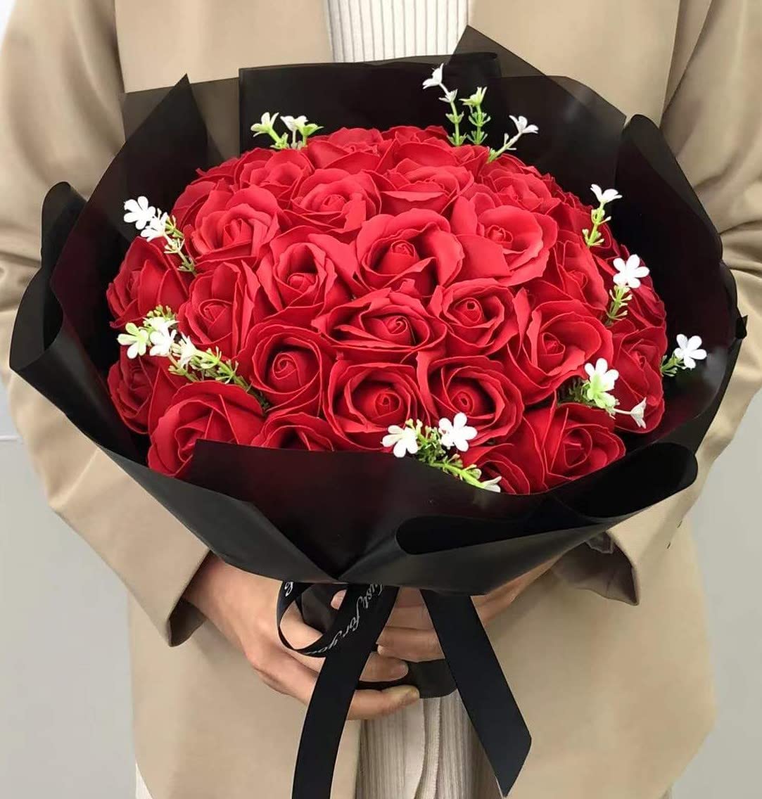 ソープフラワー薔薇 お誕生日 ・記念日 プレゼント 花束　33本 Amazon｜(33本ソープフラワー) 花束 バラ 石鹸 フラワー お祝い